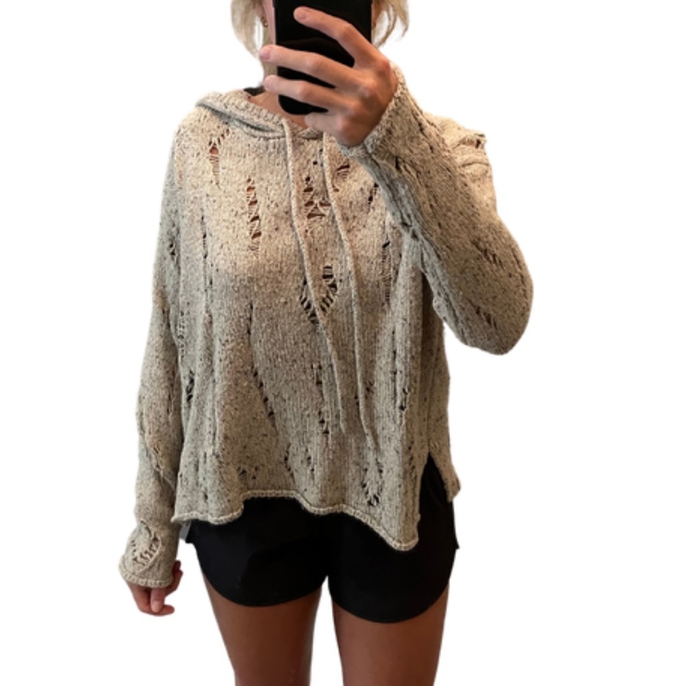 KARLIE Distressed Woven Pullover
